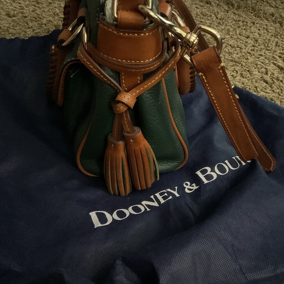 Vintage Dooney & Bourke Green and Brown Satchel with Leather Accents - Picture 6 of 9